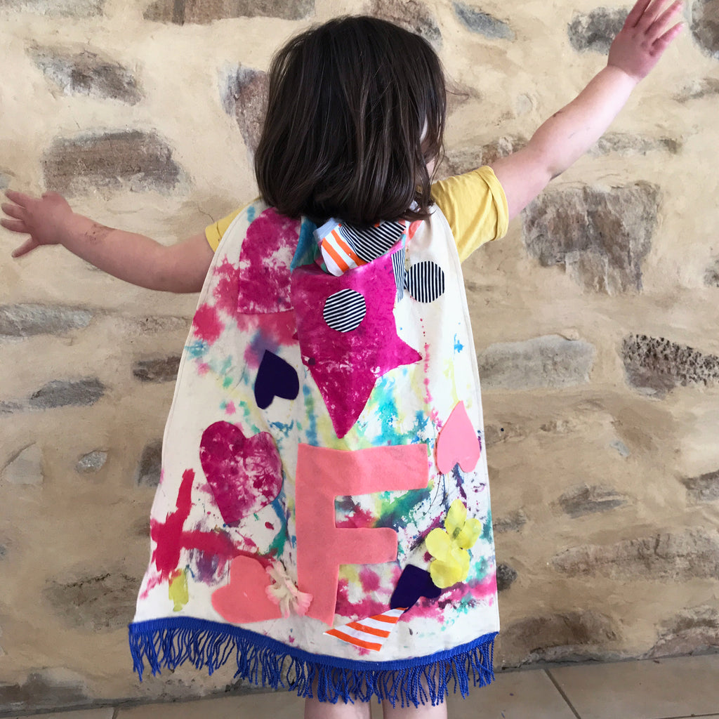 Fabric collage capes kids craft project