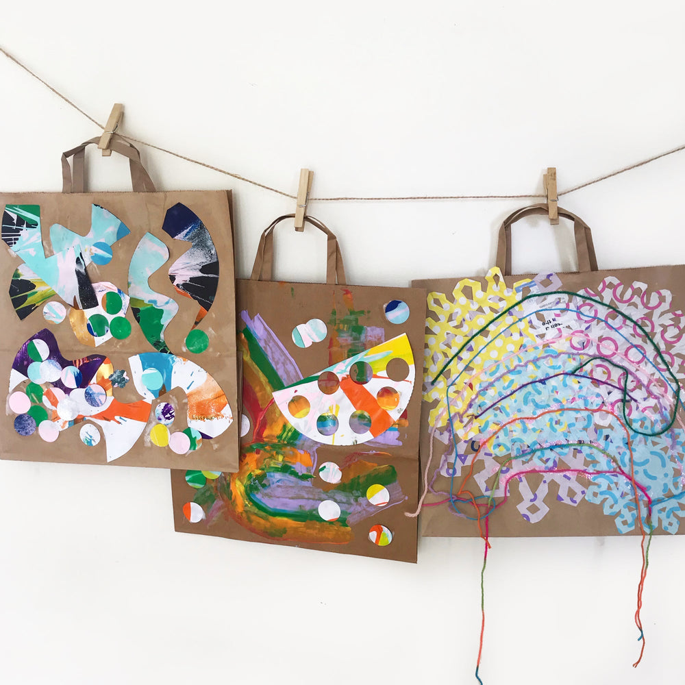 DIY gift bags made from paper grocery bags