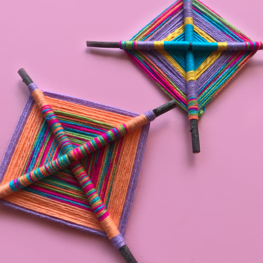 Kids crafts gods eye weaving