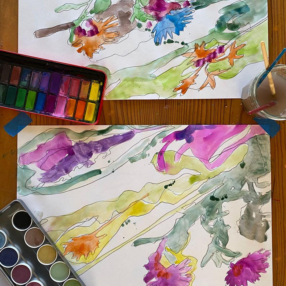 Nature shadow drawing kids art project