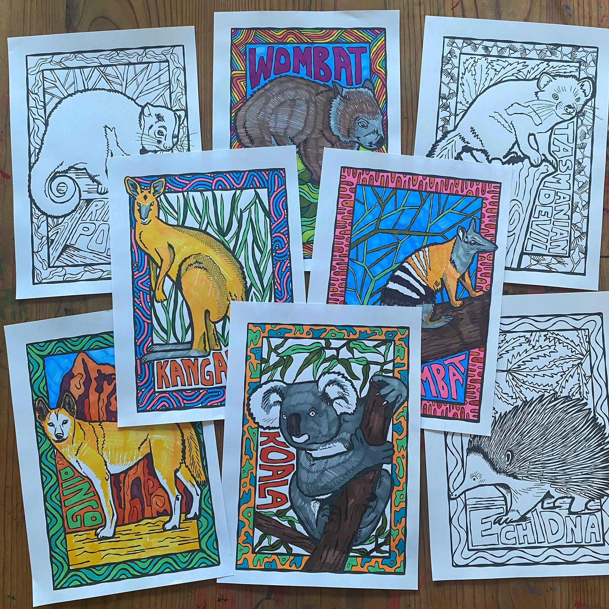 Australian native animals- Colouring in sheets