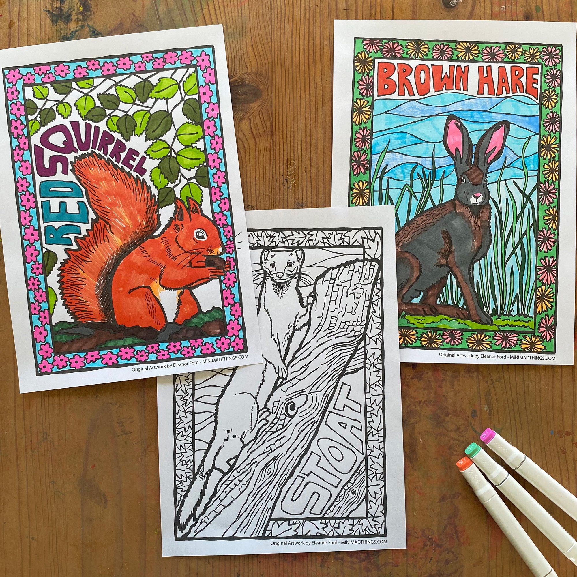 European Woodland Animals- Colouring in sheets