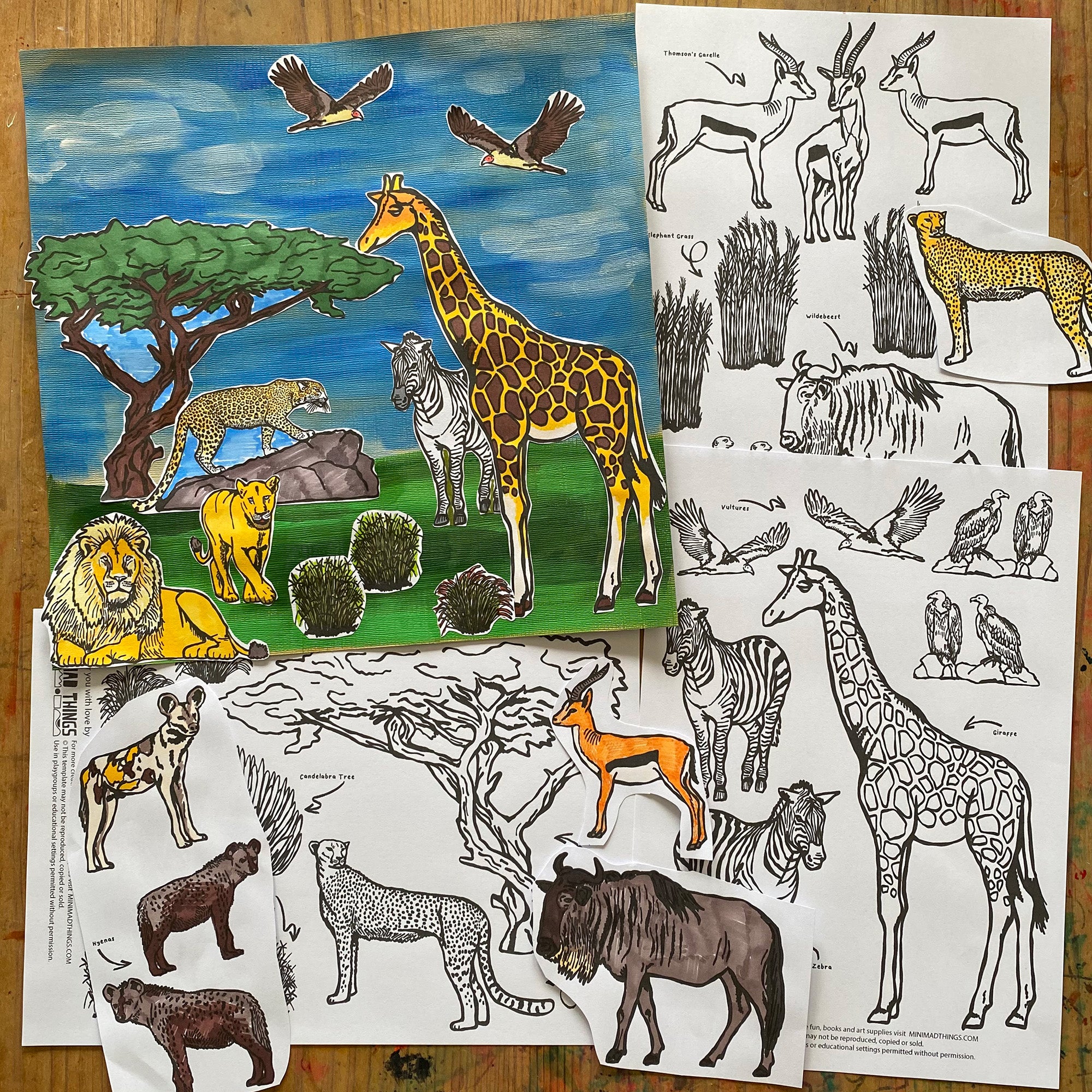 Animal Habitats - African Savanna printable activity sheets