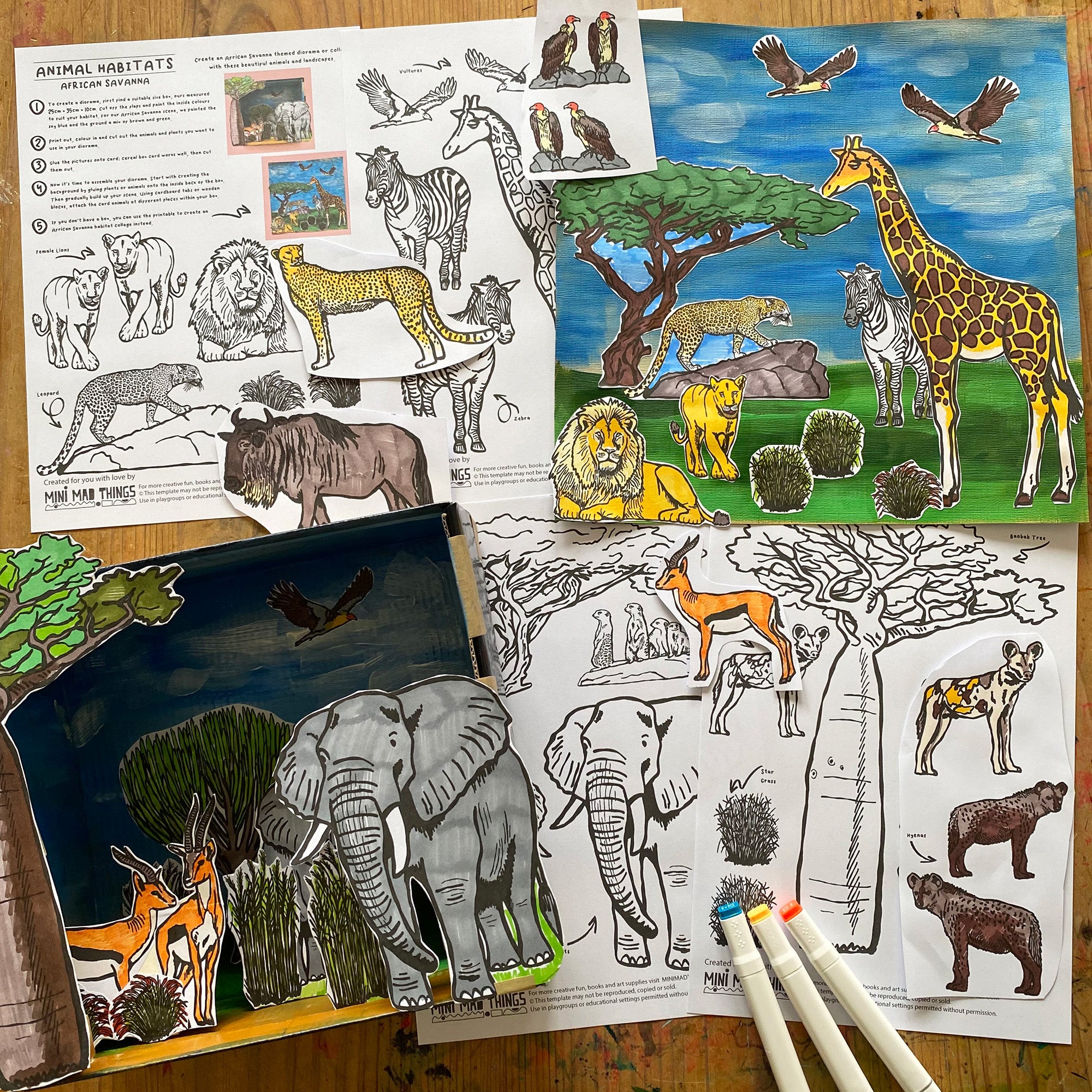 Animal Habitats - African Savanna printable activity sheets