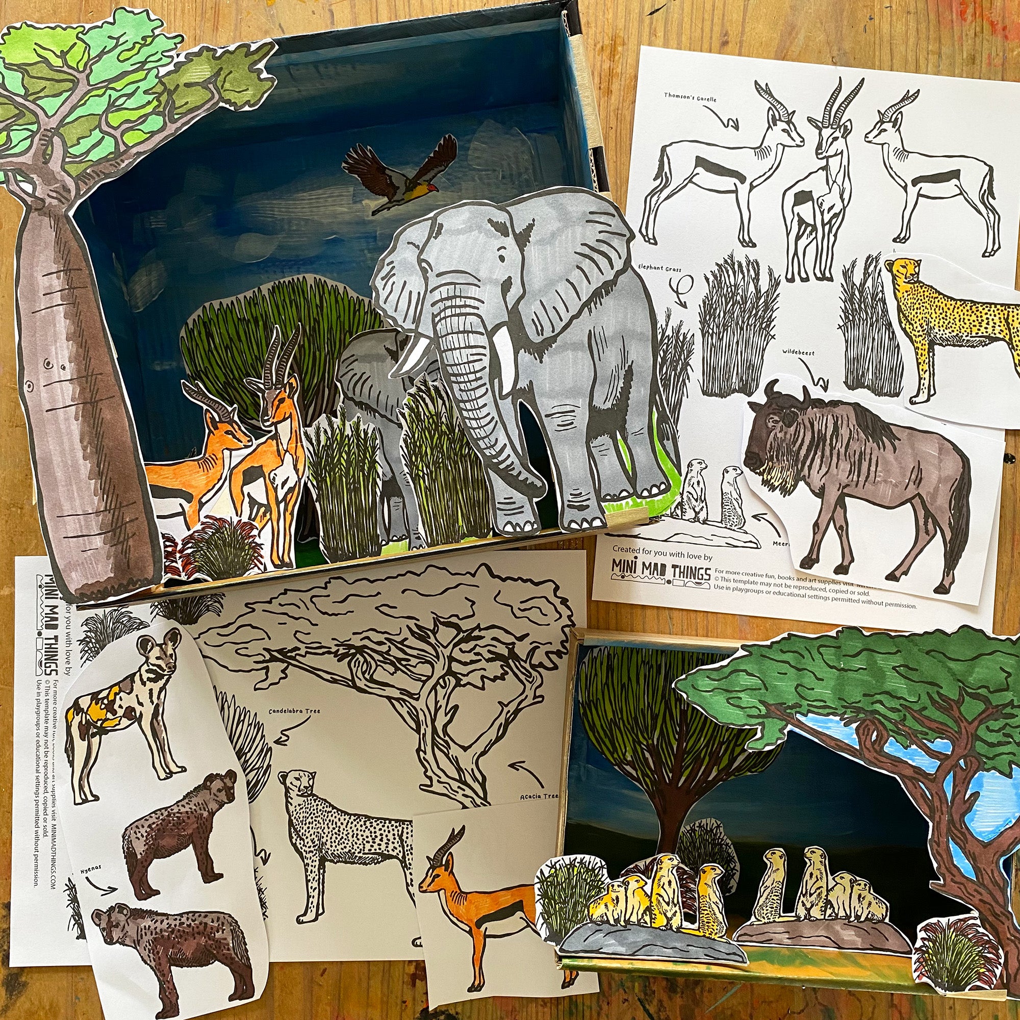 Animal Habitats - African Savanna printable activity sheets