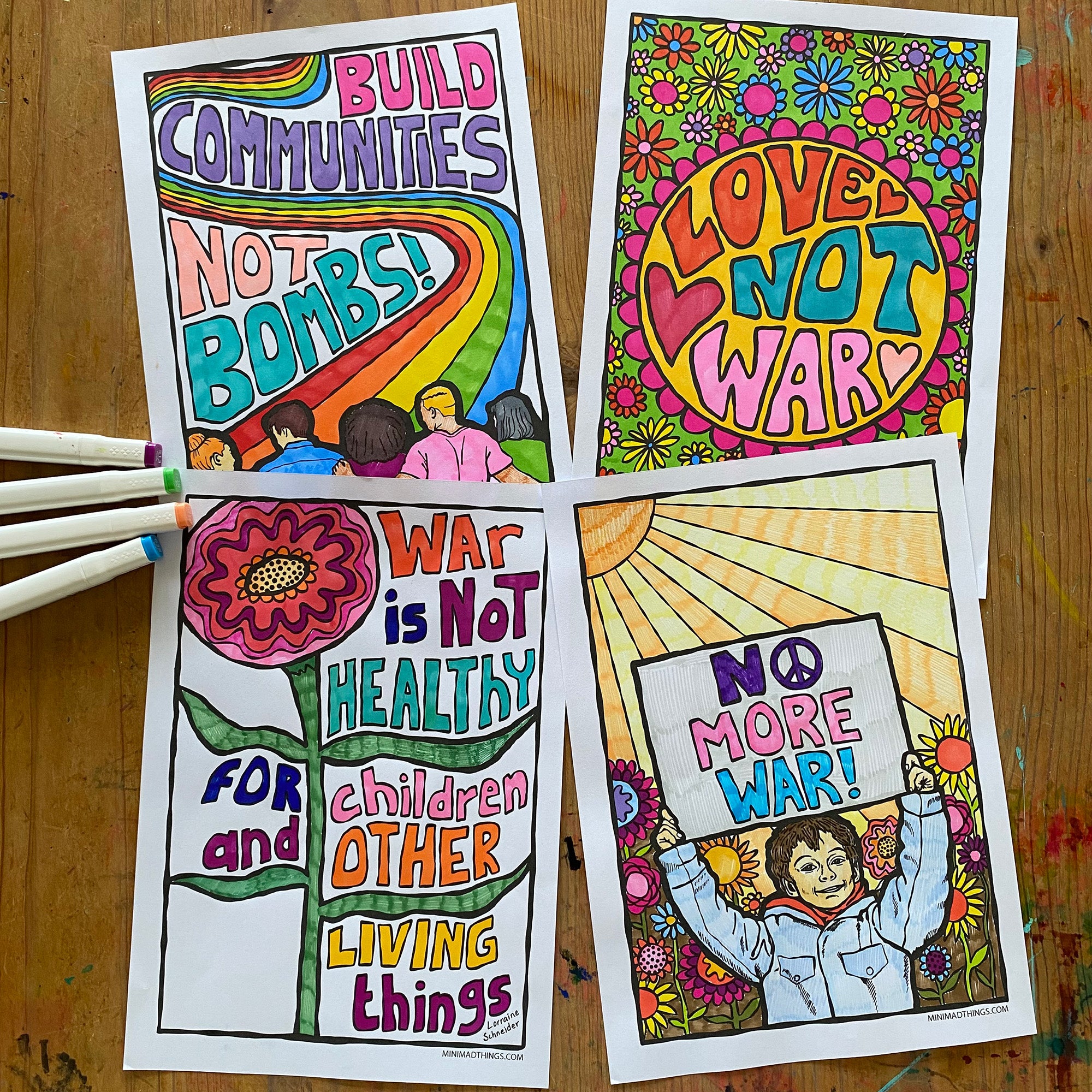 Peace & Love Anti War - Colouring in sheets