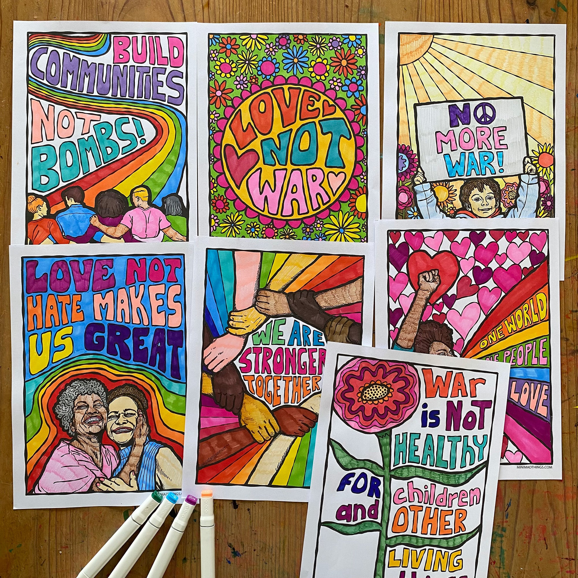 Peace & Love Anti War - Colouring in sheets