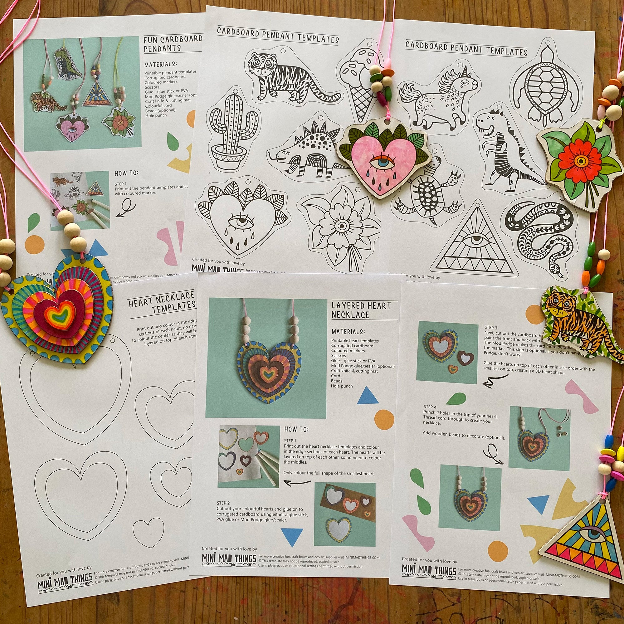Cardboard Jewellery - Printable activity sheets