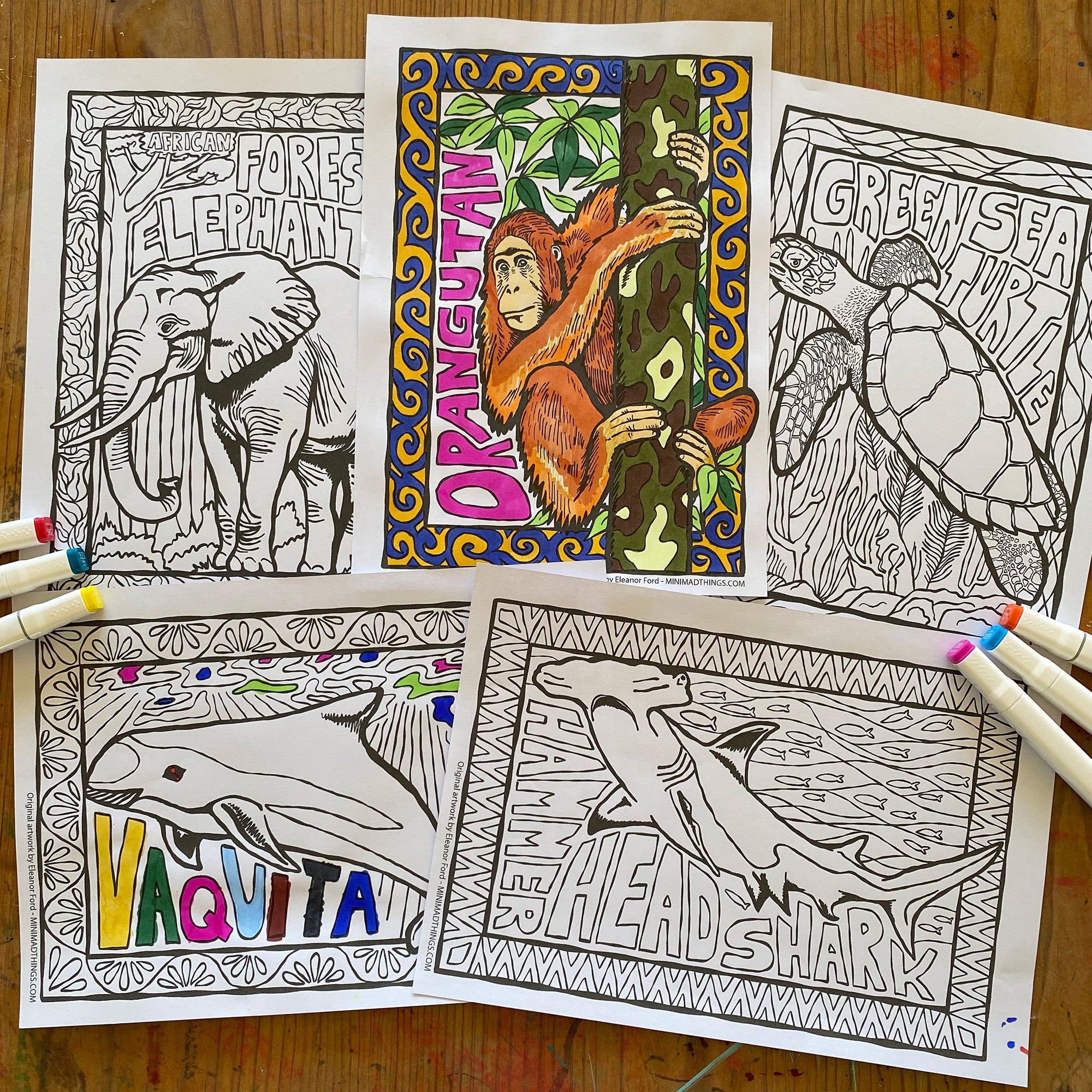 Endangered Animals - Colouring in sheets