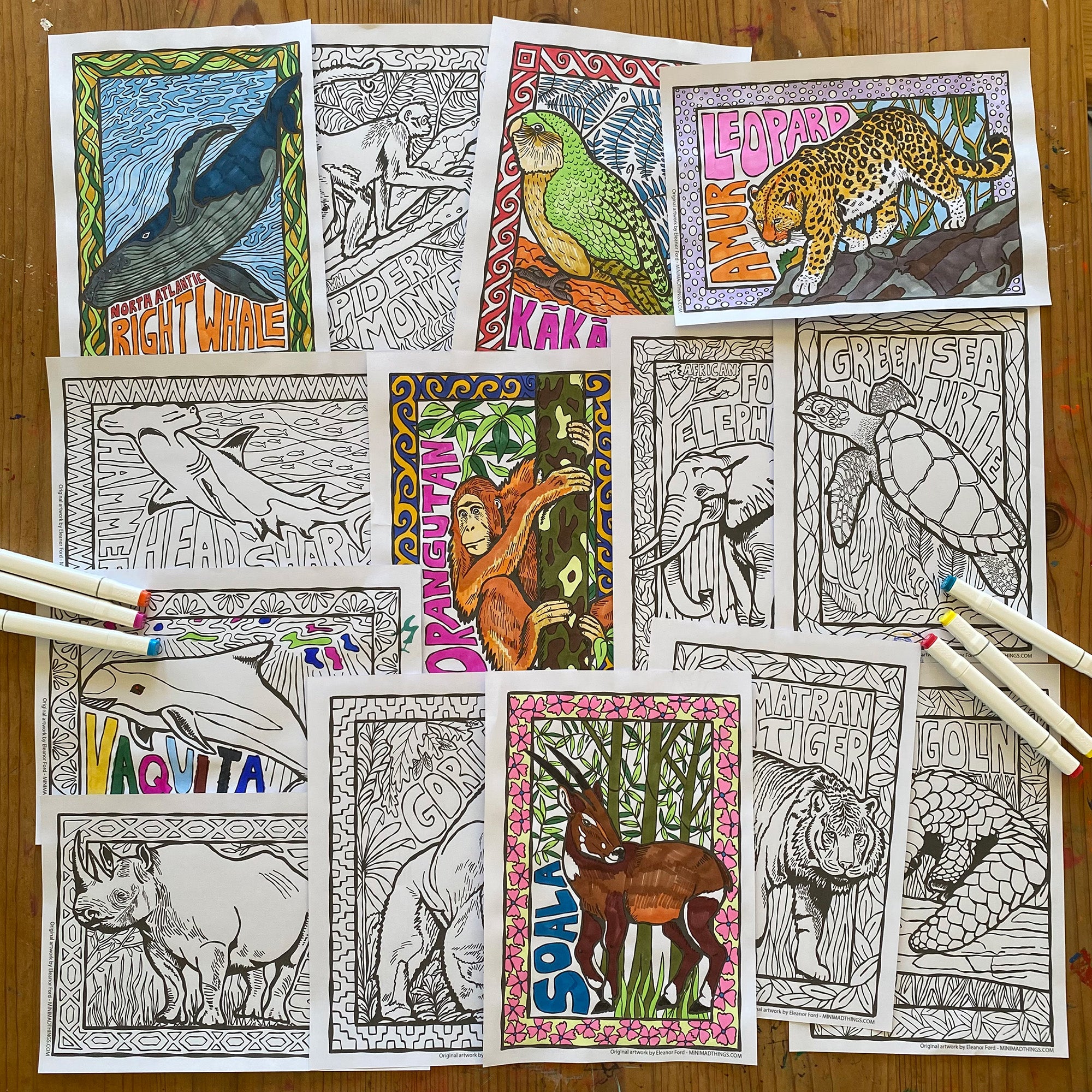 Endangered Animals - Colouring in sheets