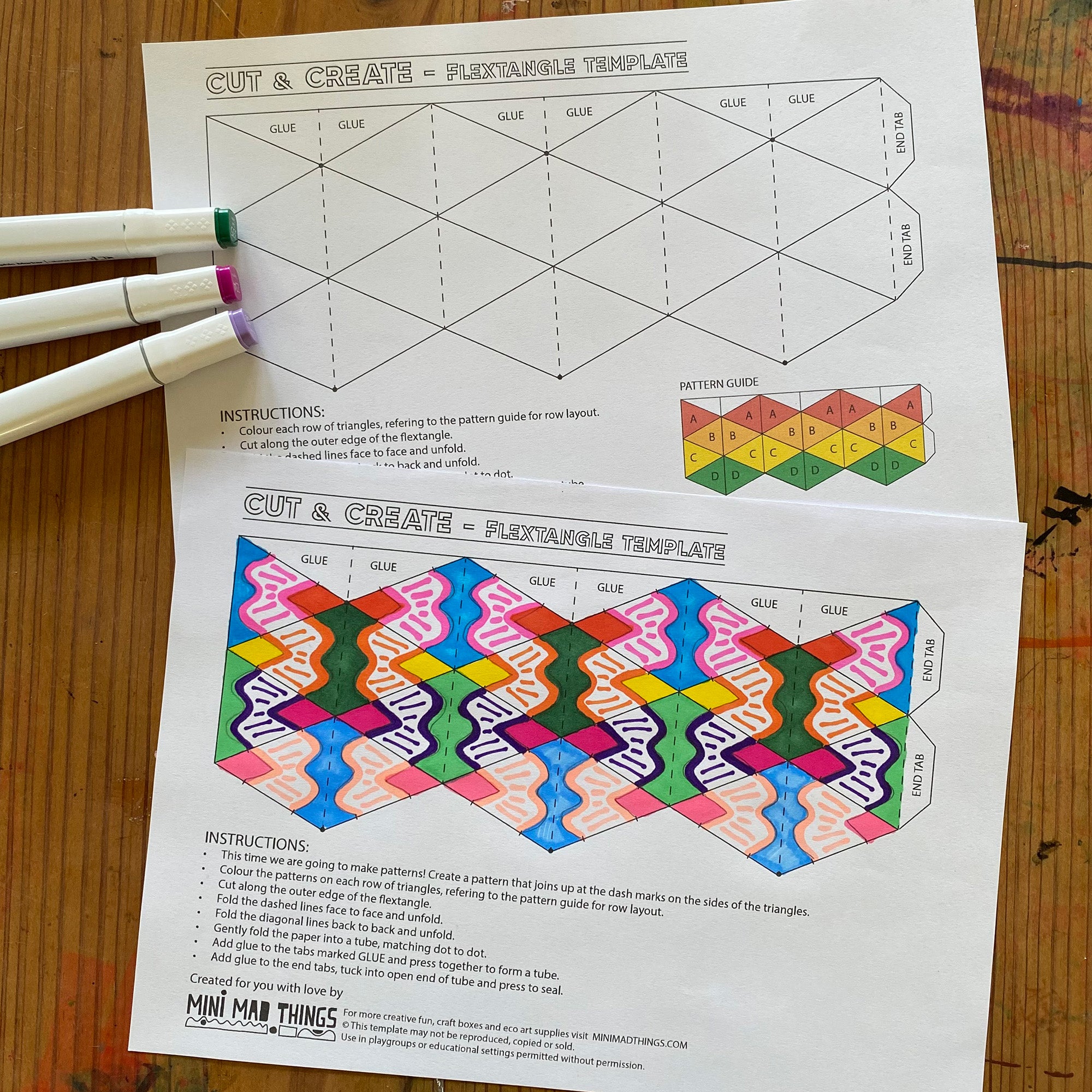 Flextangle printable template