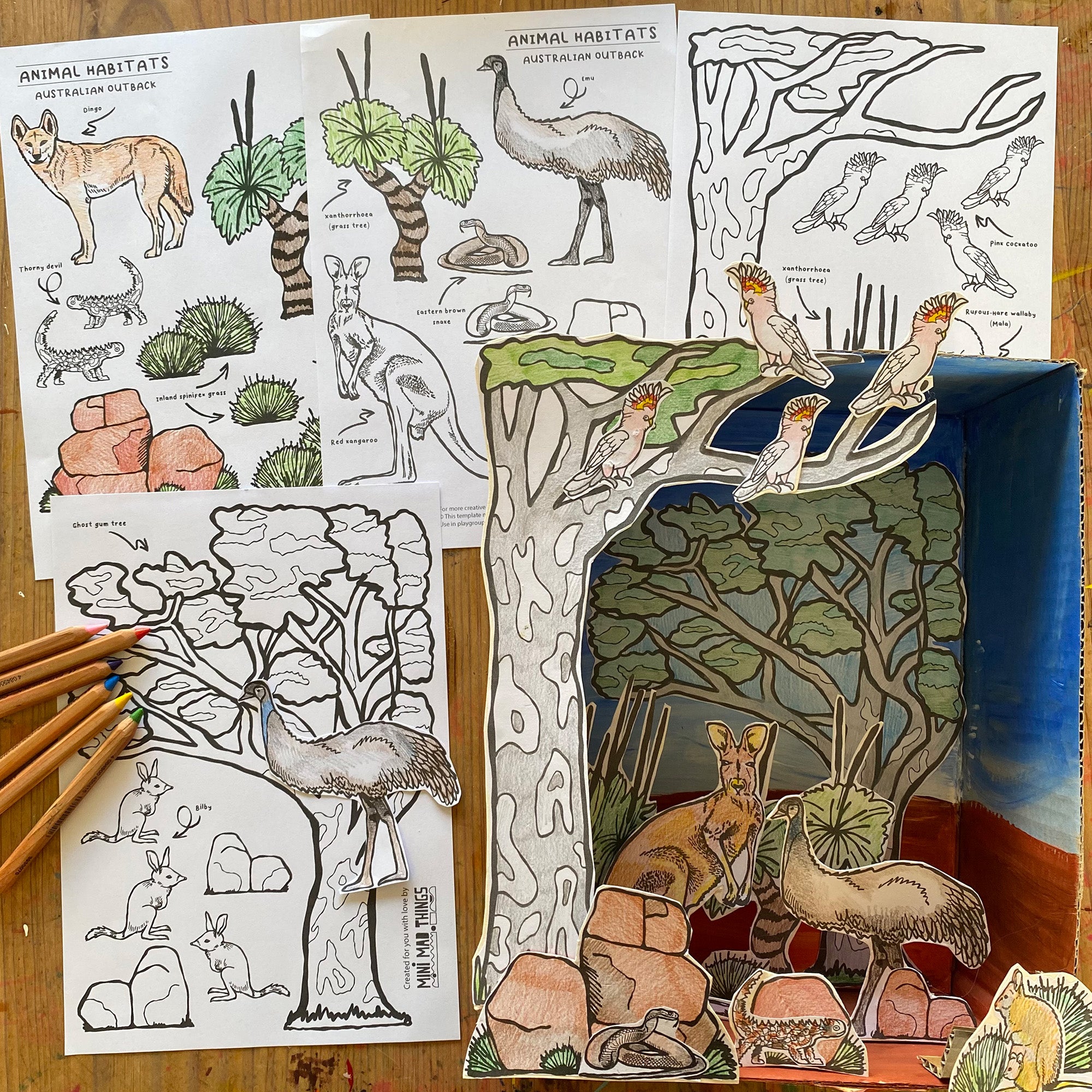 Animal Habitats - Australian Outback printable activity sheets