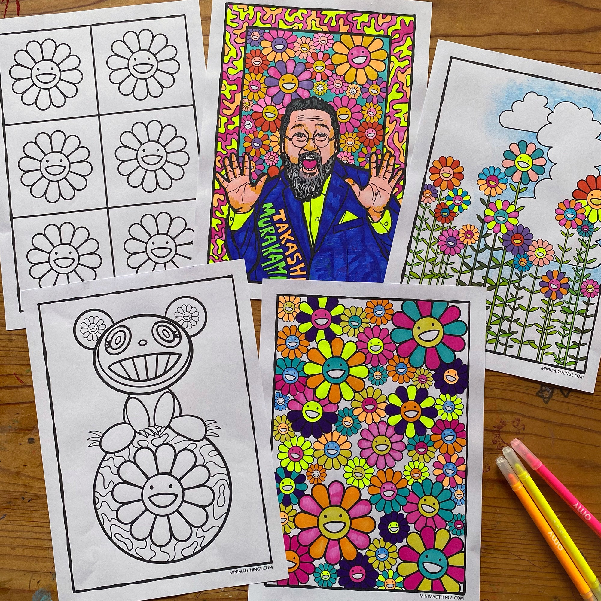 Takashi Murakami- Printable colouring sheets