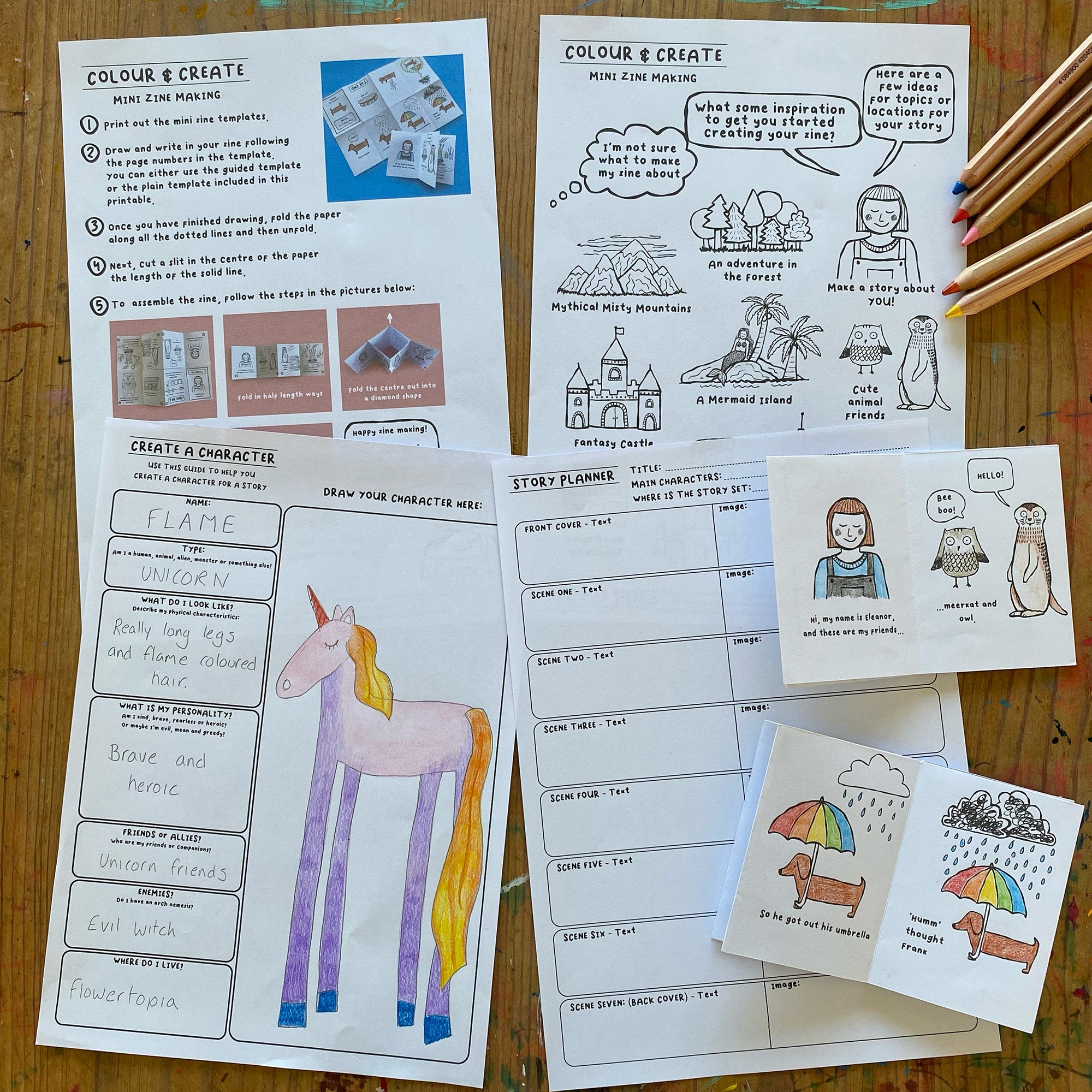 Mini Zine Making - Printable activity sheets
