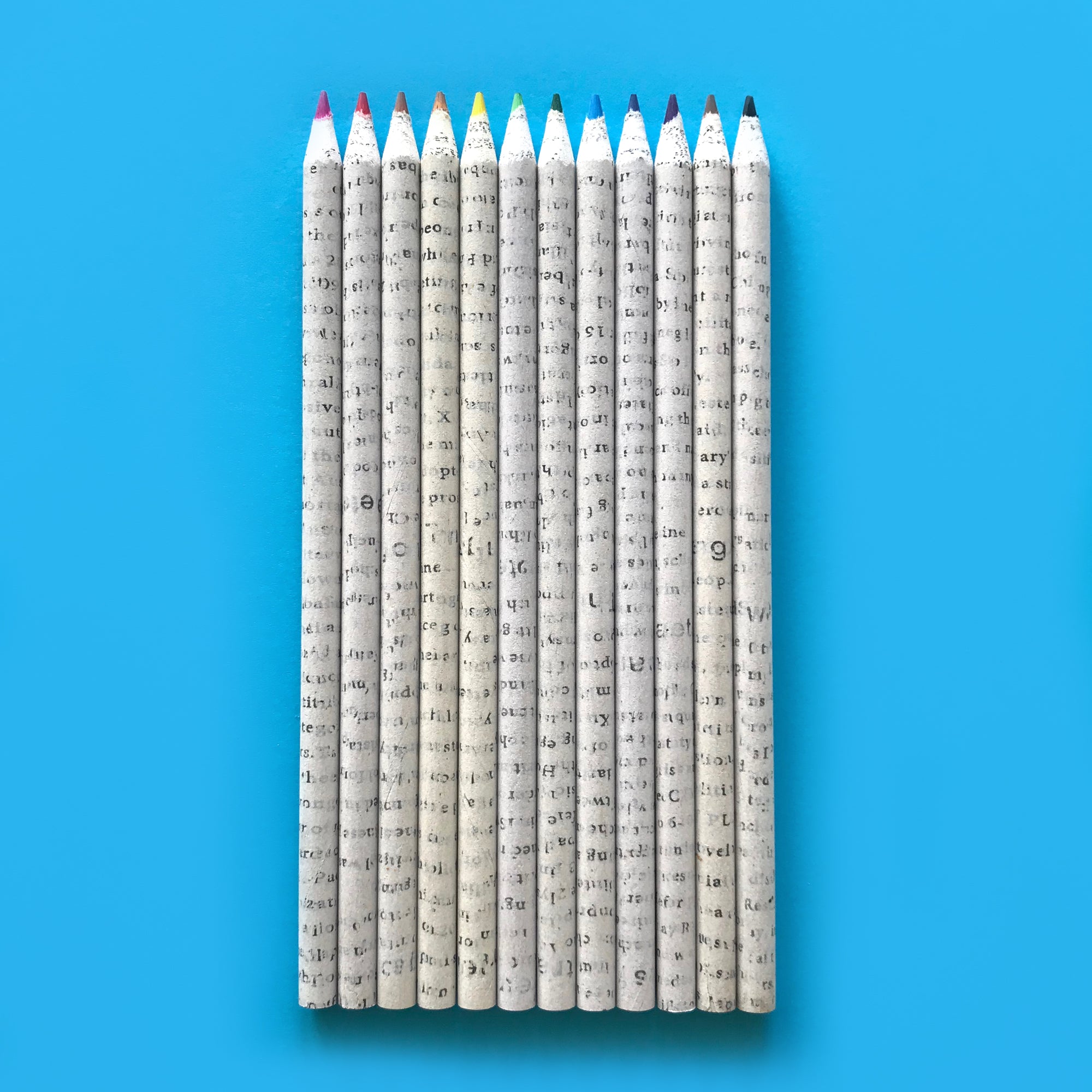 12 Recycled Newspaper Colouring Pencils
