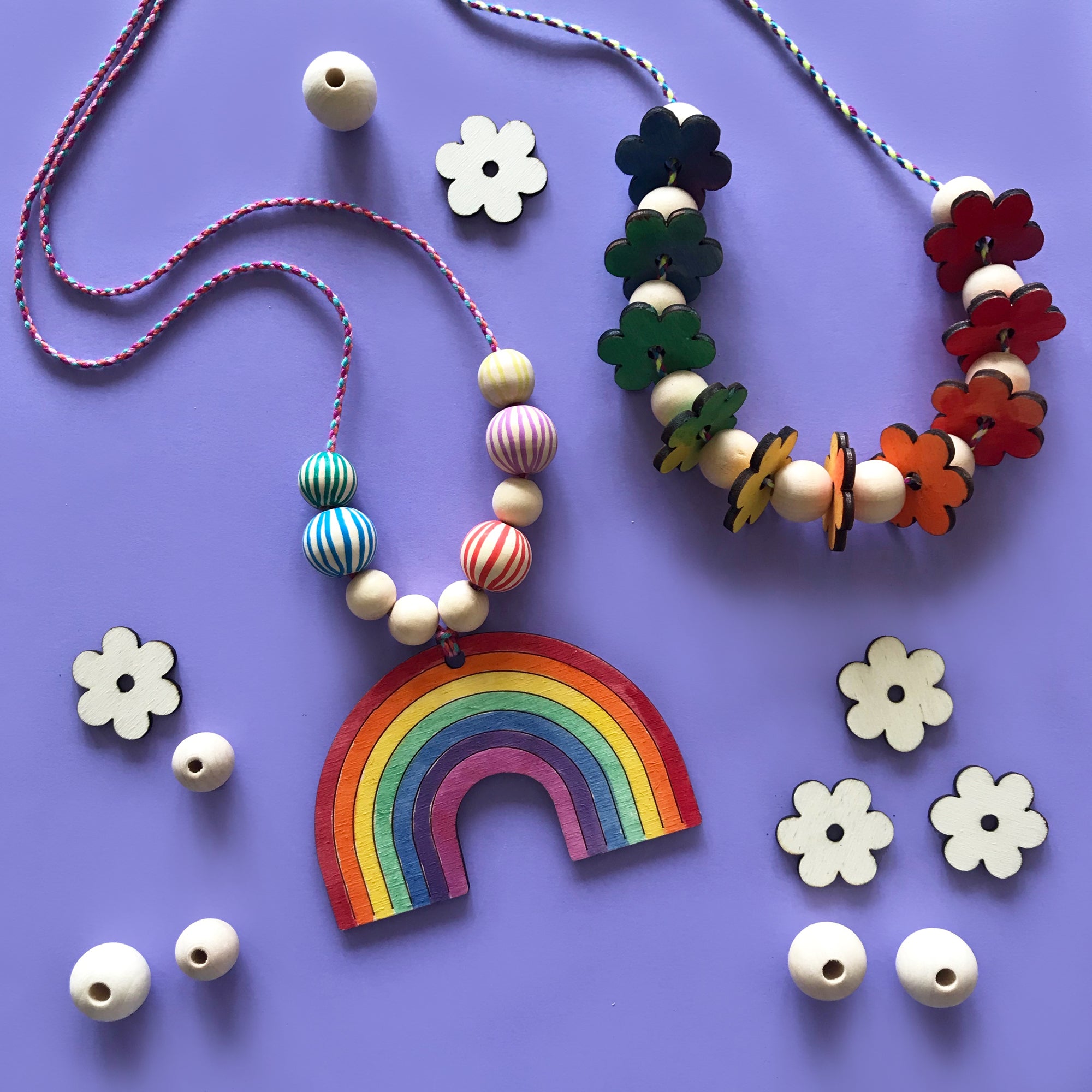 Necklace Craft Kit - Rainbow & Flowers
