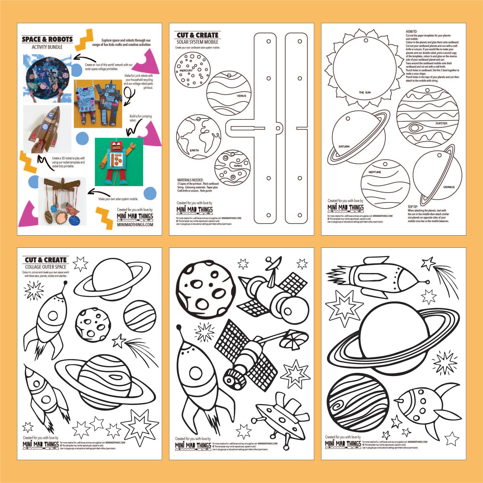 Space & Robots - Printable activity sheets