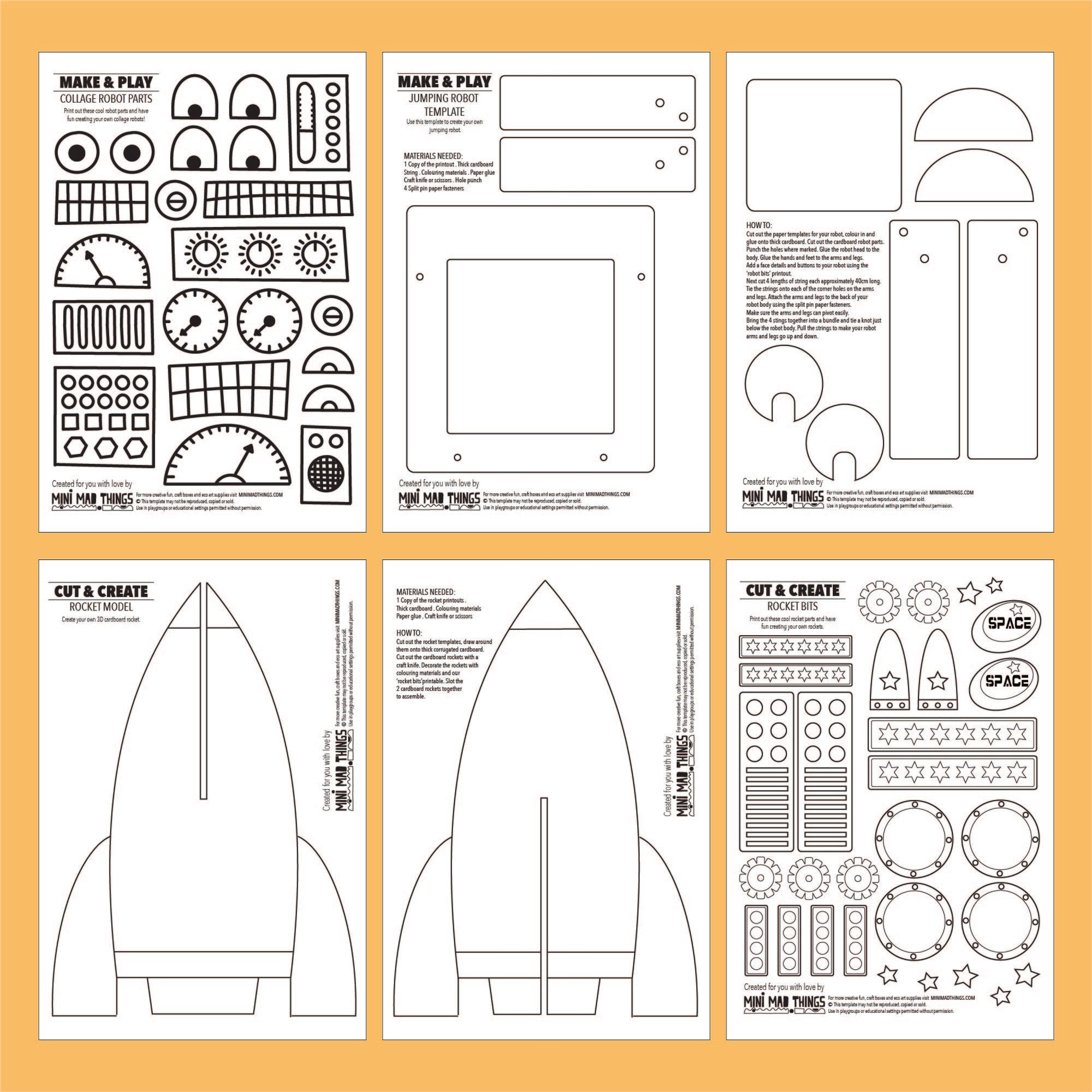 Space & Robots - Printable activity sheets