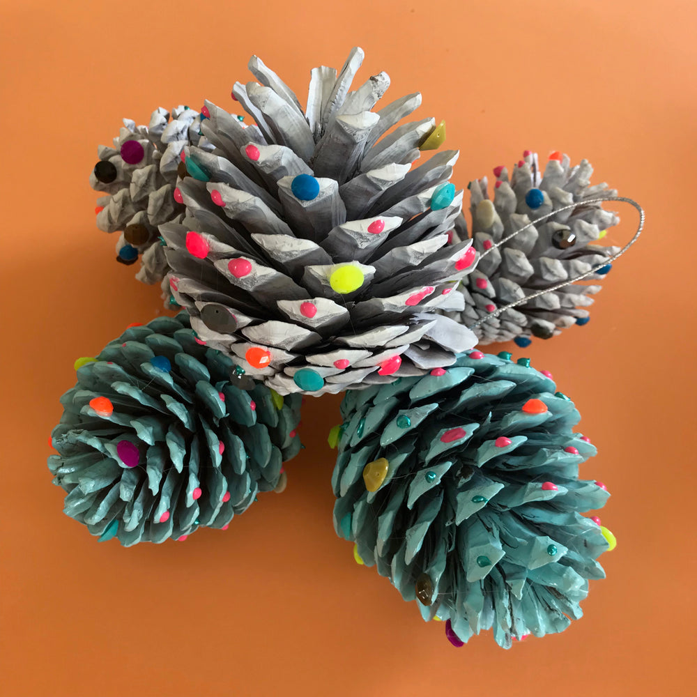 painted pine cone christmas decorations