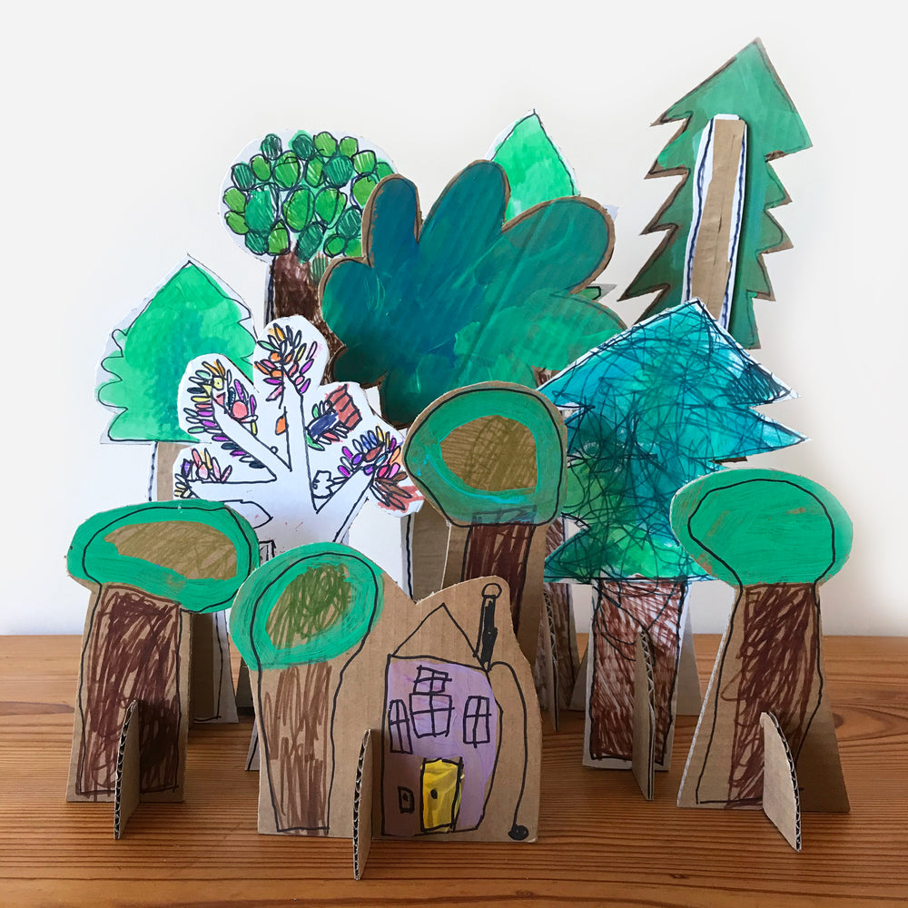 3D cardboard forest kids craft activity