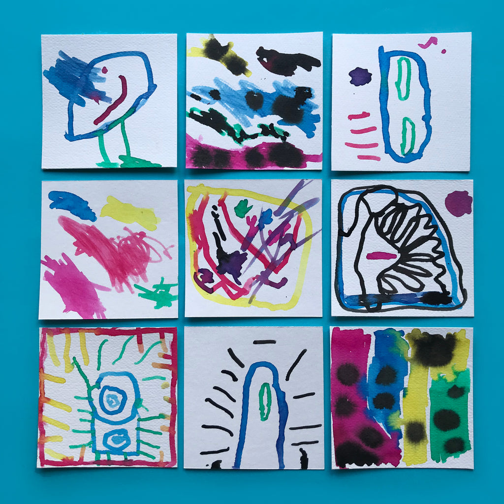 mini kids art made with liquid water colour paints