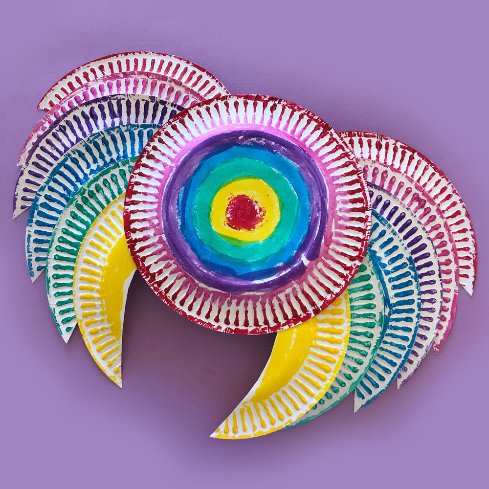 Paper plate ranibow angel wings for kids