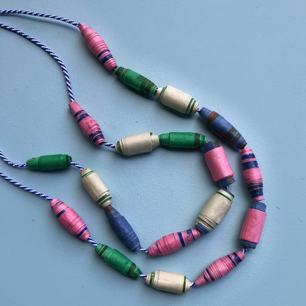 Kids crafts recycled paper beads