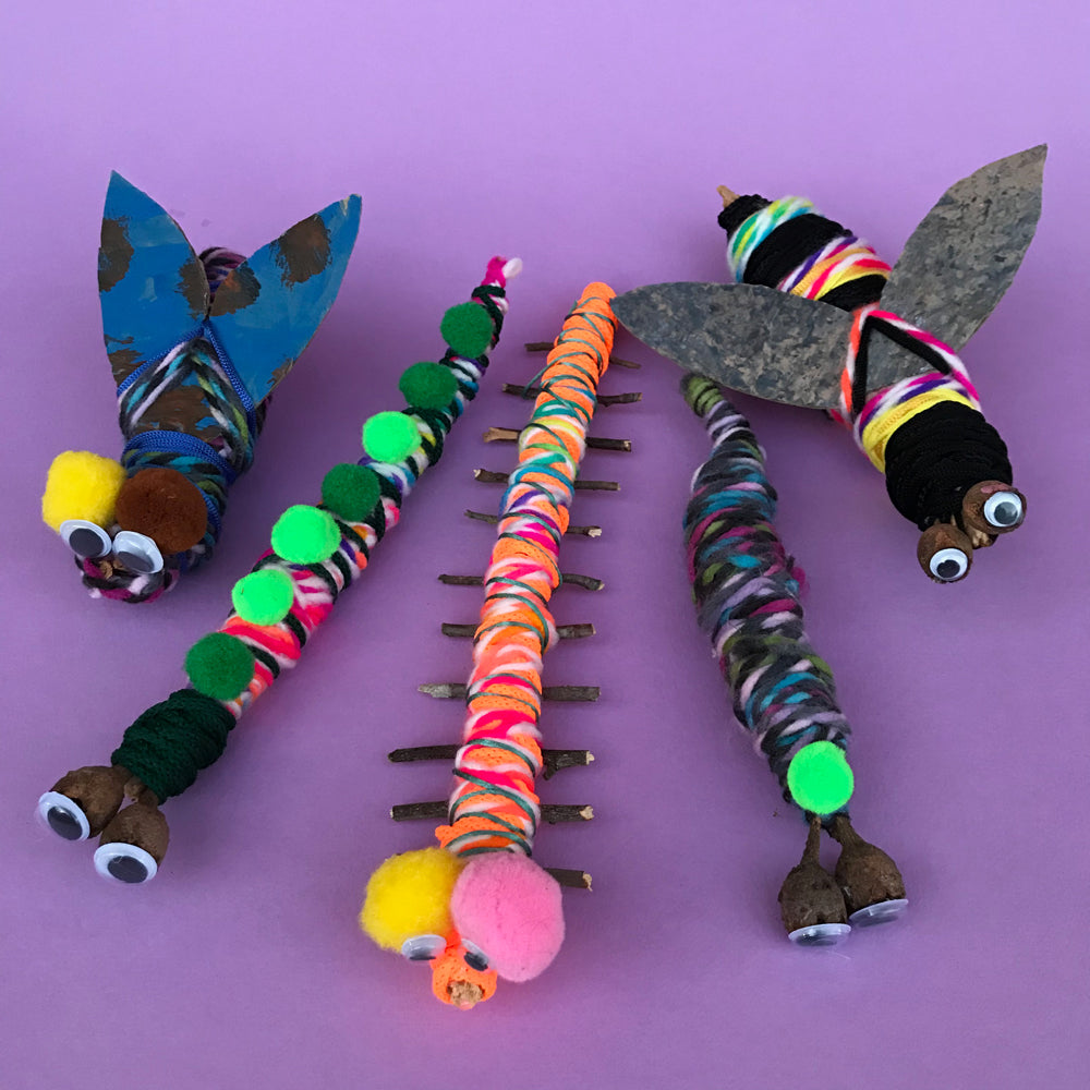 Kids crafts yarn wrapped bugs