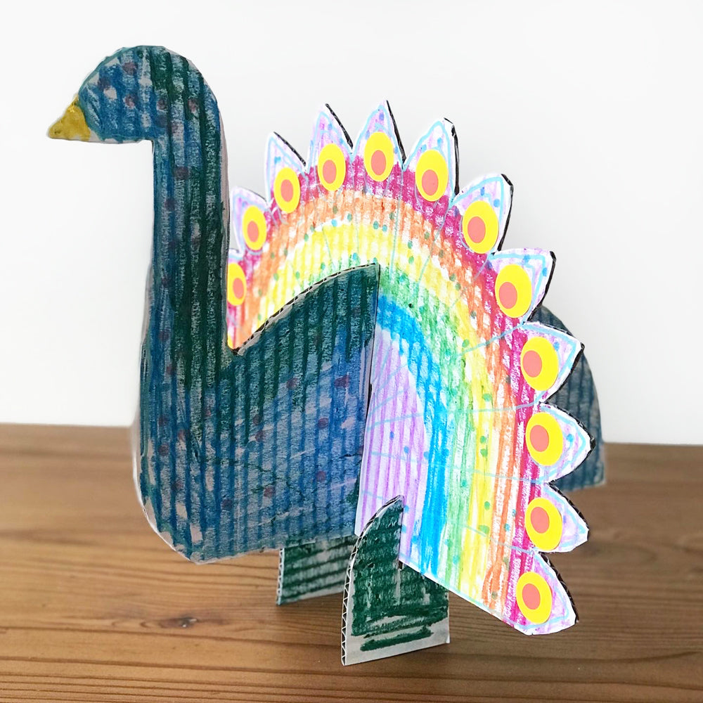 Cardboard peacock kids craft activity