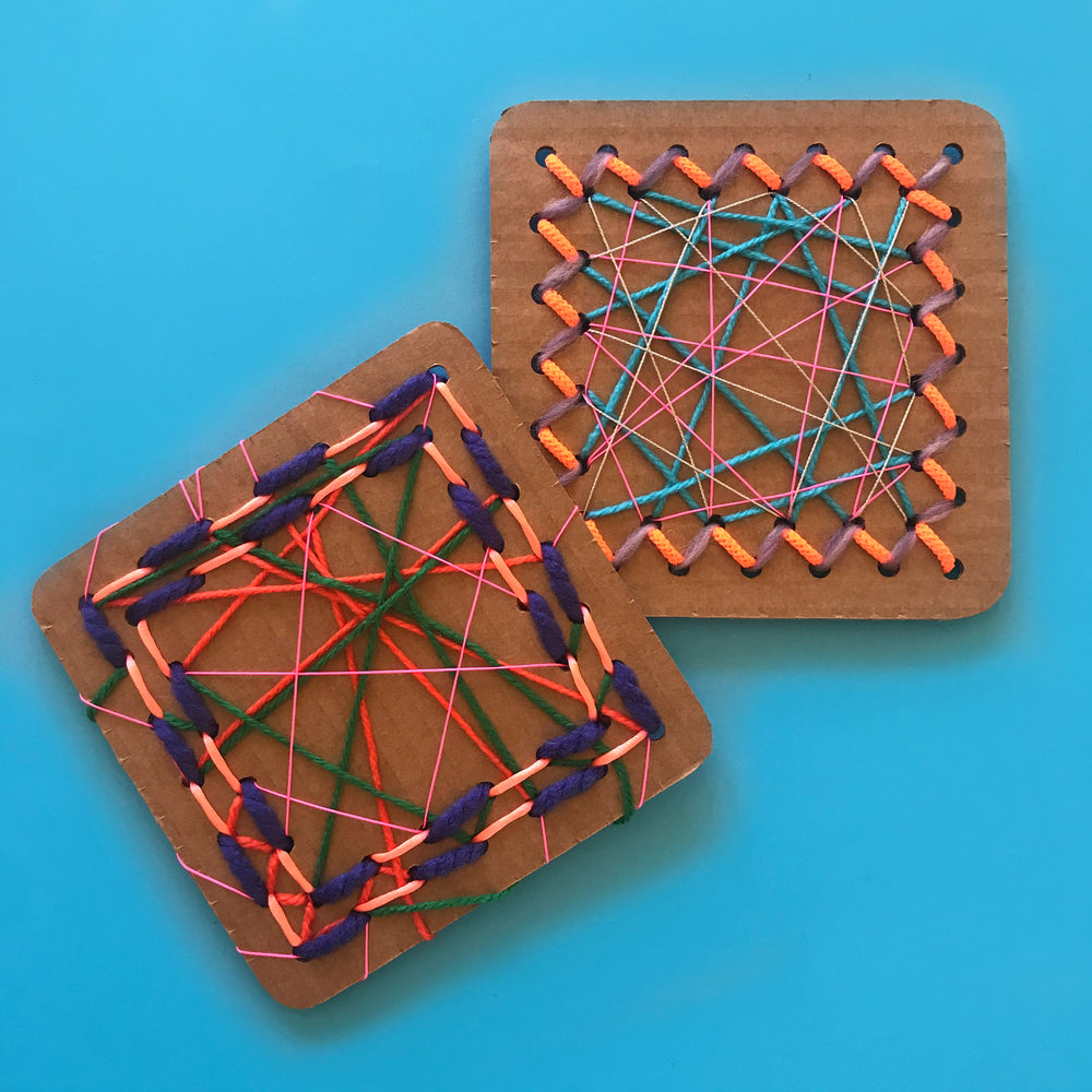 simple DIY cardboard lacing cards for kids