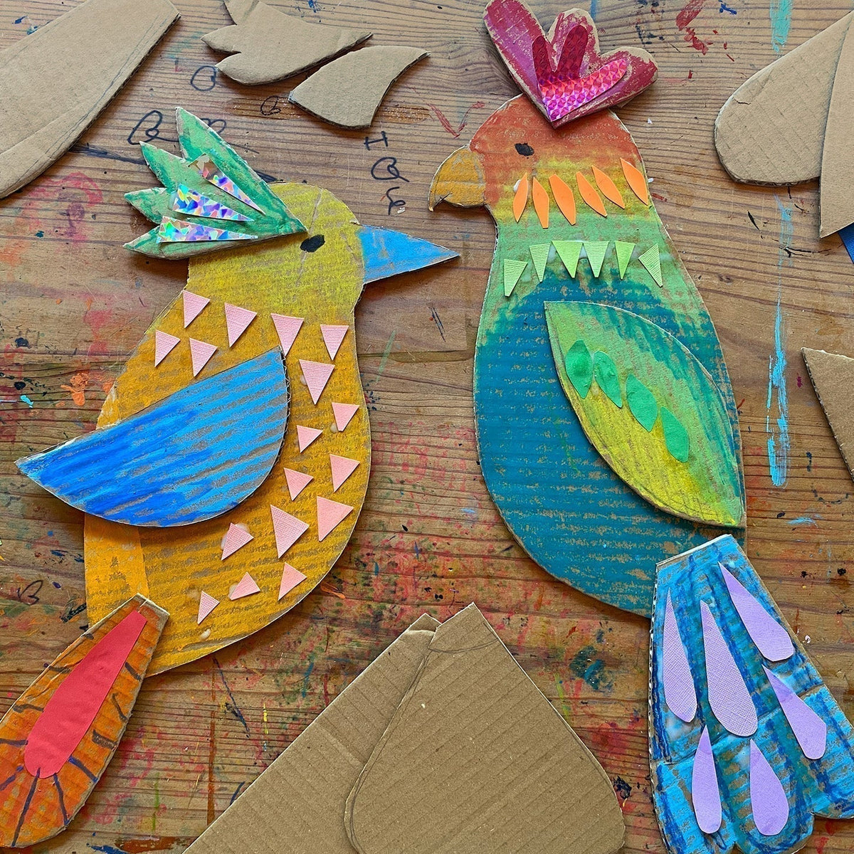 Cardboard Collage Birds