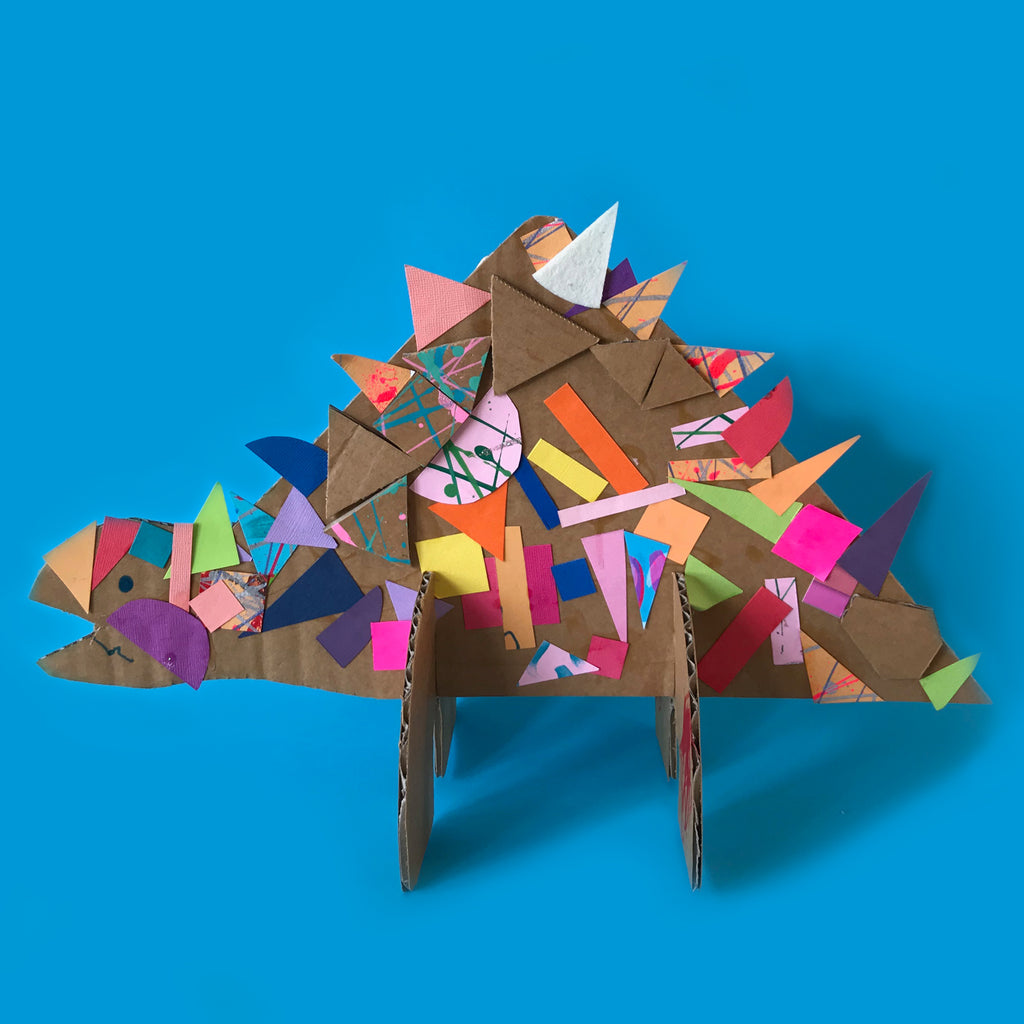 3D Collage dinosaurs kids art project