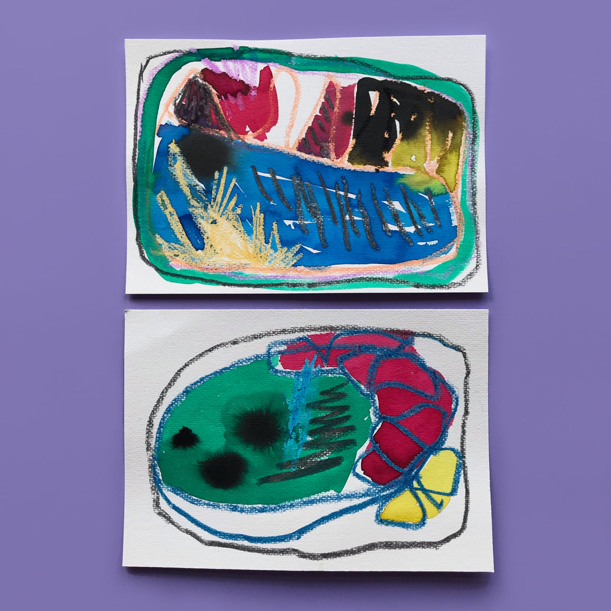 WATER COLOURS & WAX CRAYONS