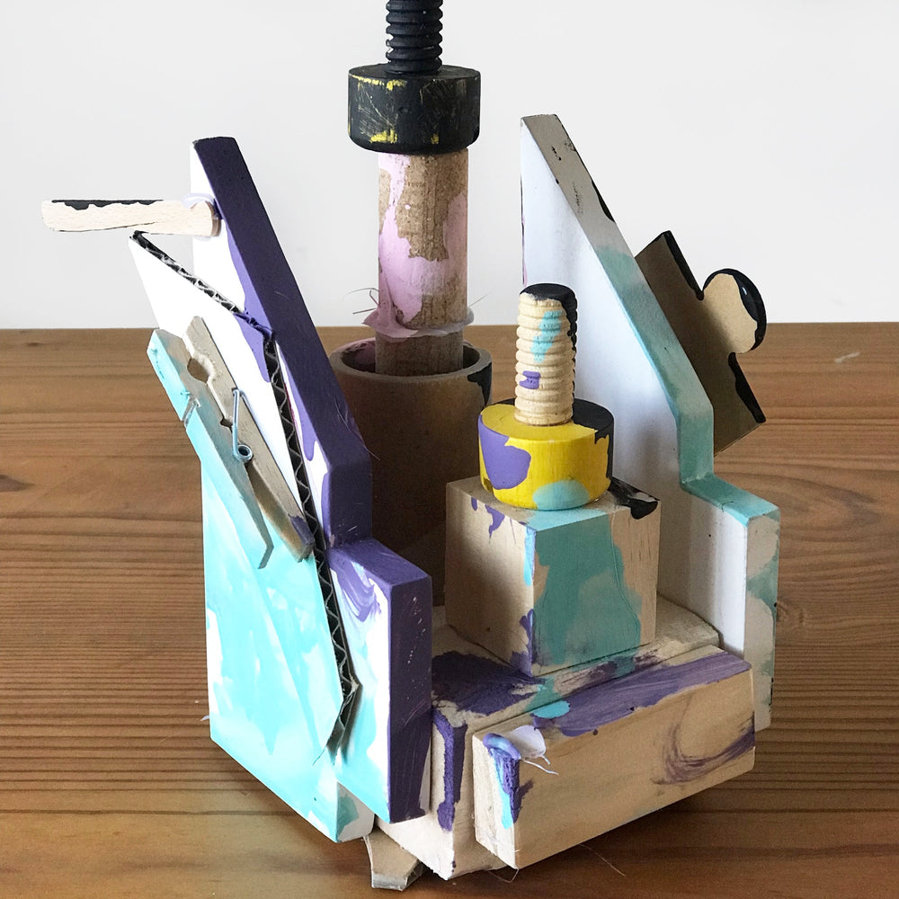 Wooden sculptures kids art project