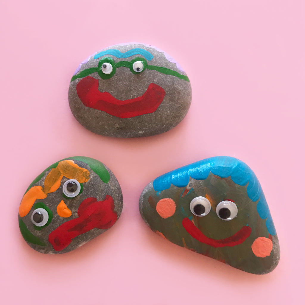 painted pebble faces
