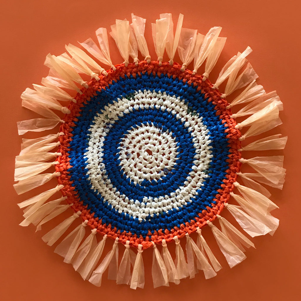 Plarn plastic yarn crochet wall hanging craft project