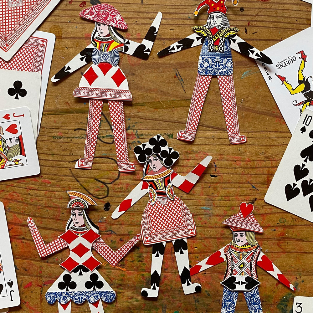 Playing card collage characters