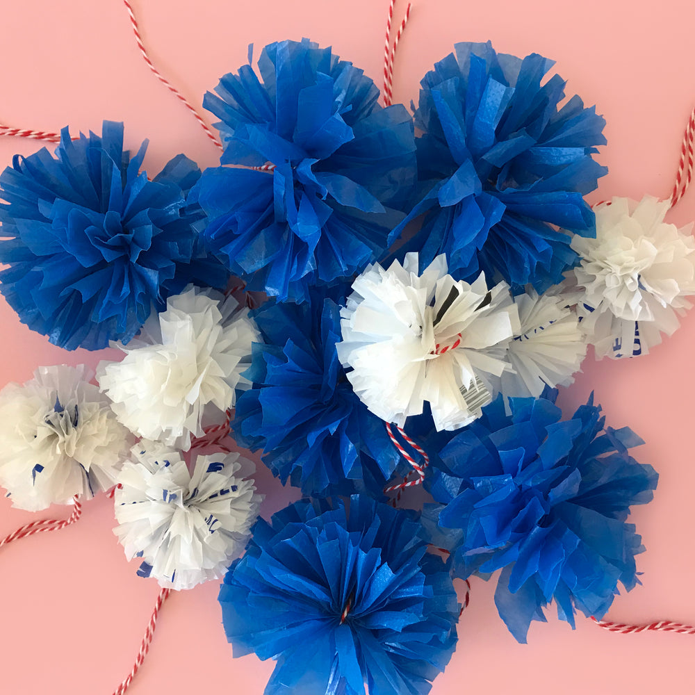 Pom Poms made from up-cycled plastic bags