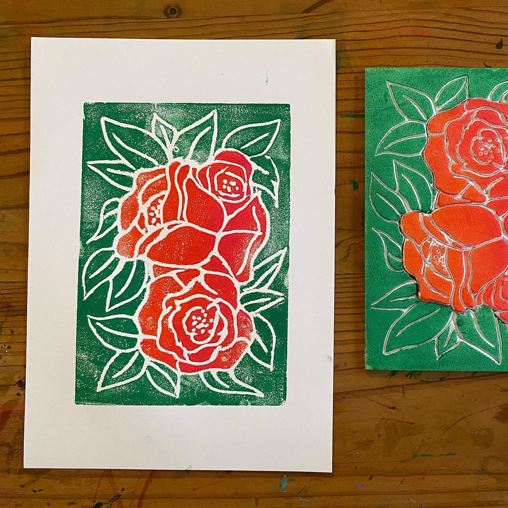 Two colour Styrofoam prints
