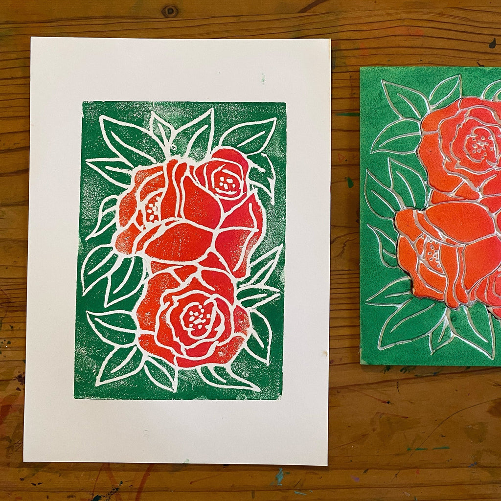 Two colour Styrofoam prints