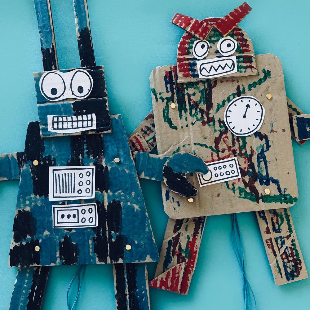 Jumping jack robots kids crafts by Mini Mad Things
