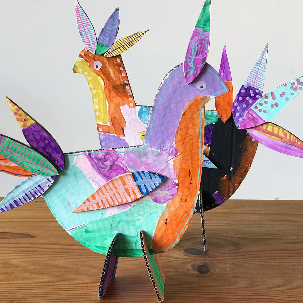 Colourful cardboard bird craft activity