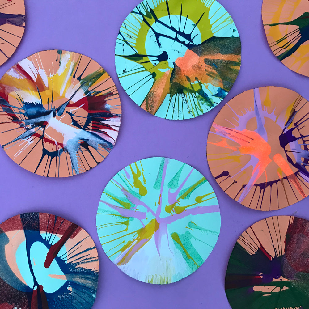 Fun process art for kids, spin art painting