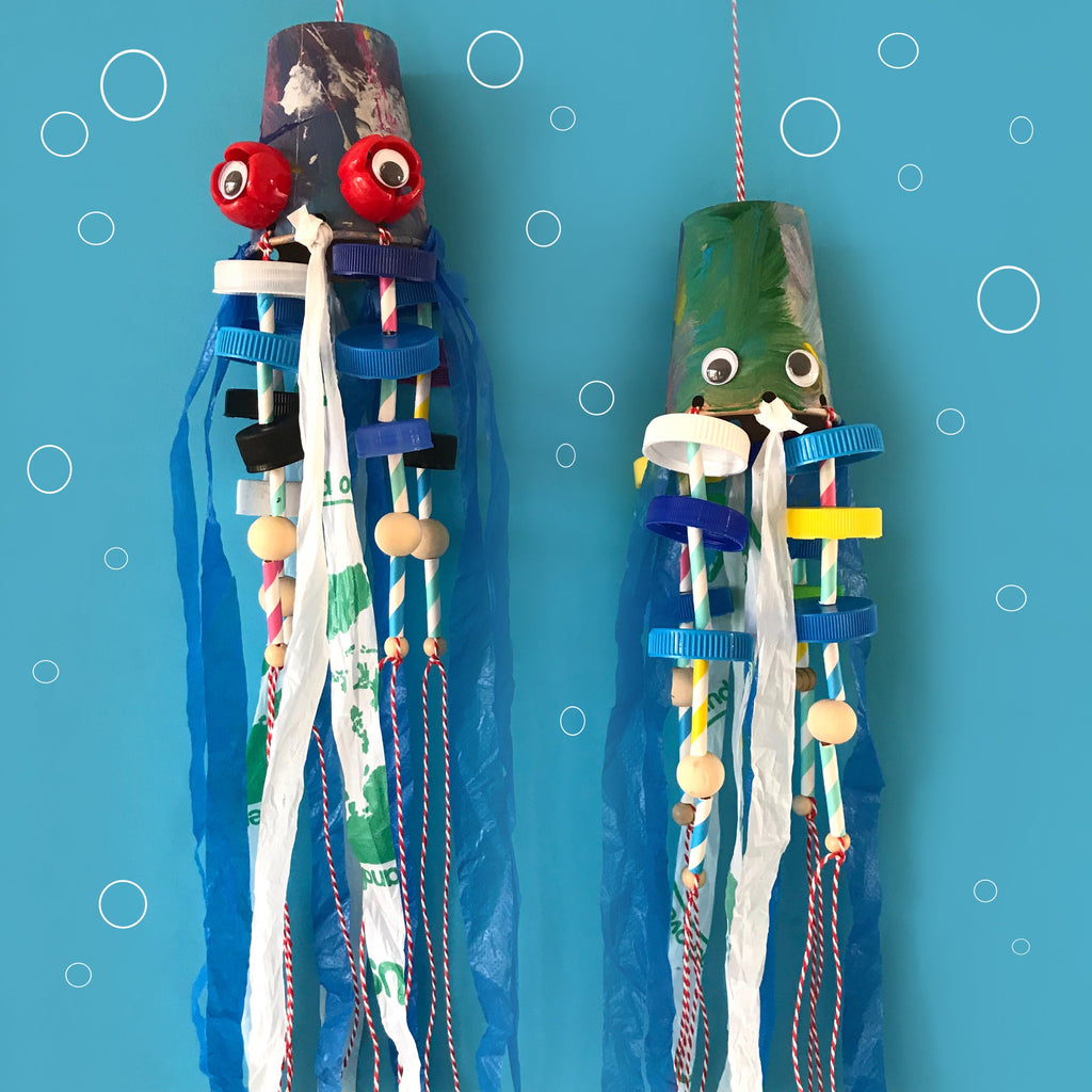 Childrens craft activity to make a squid from recucled materials