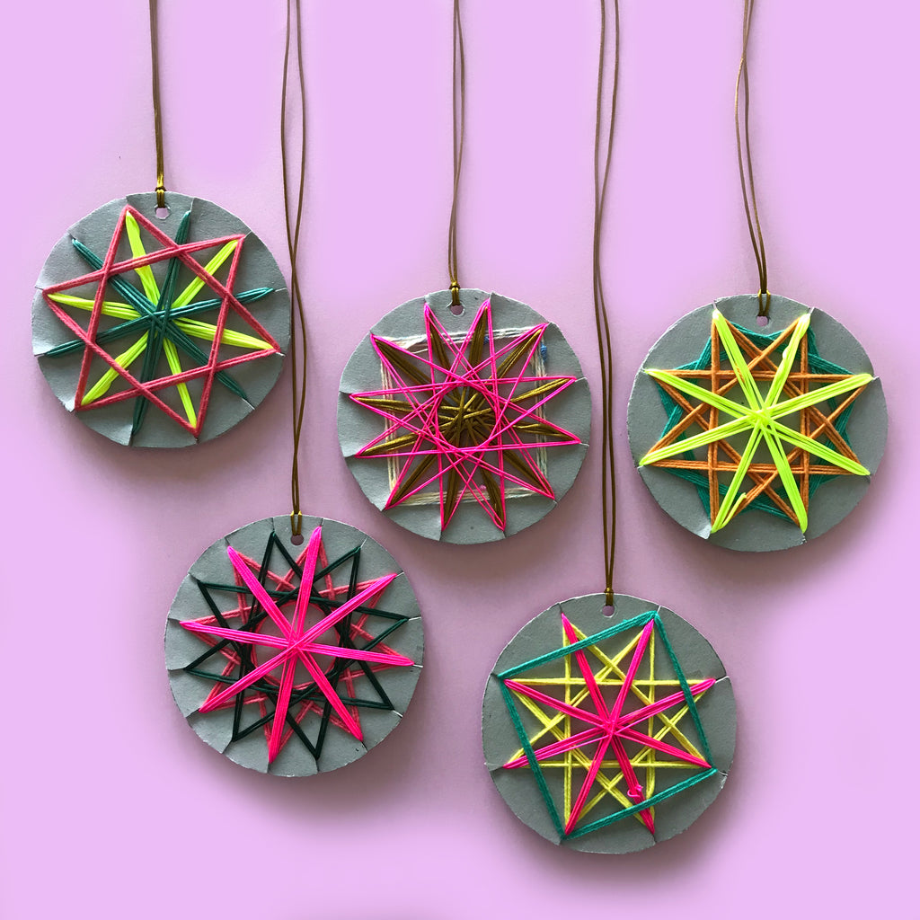 wrapped yarn woven star christmas decoration craft