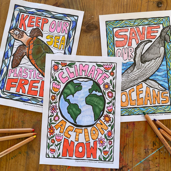 Climate Action - Colouring in sheets - Mini Mad Things