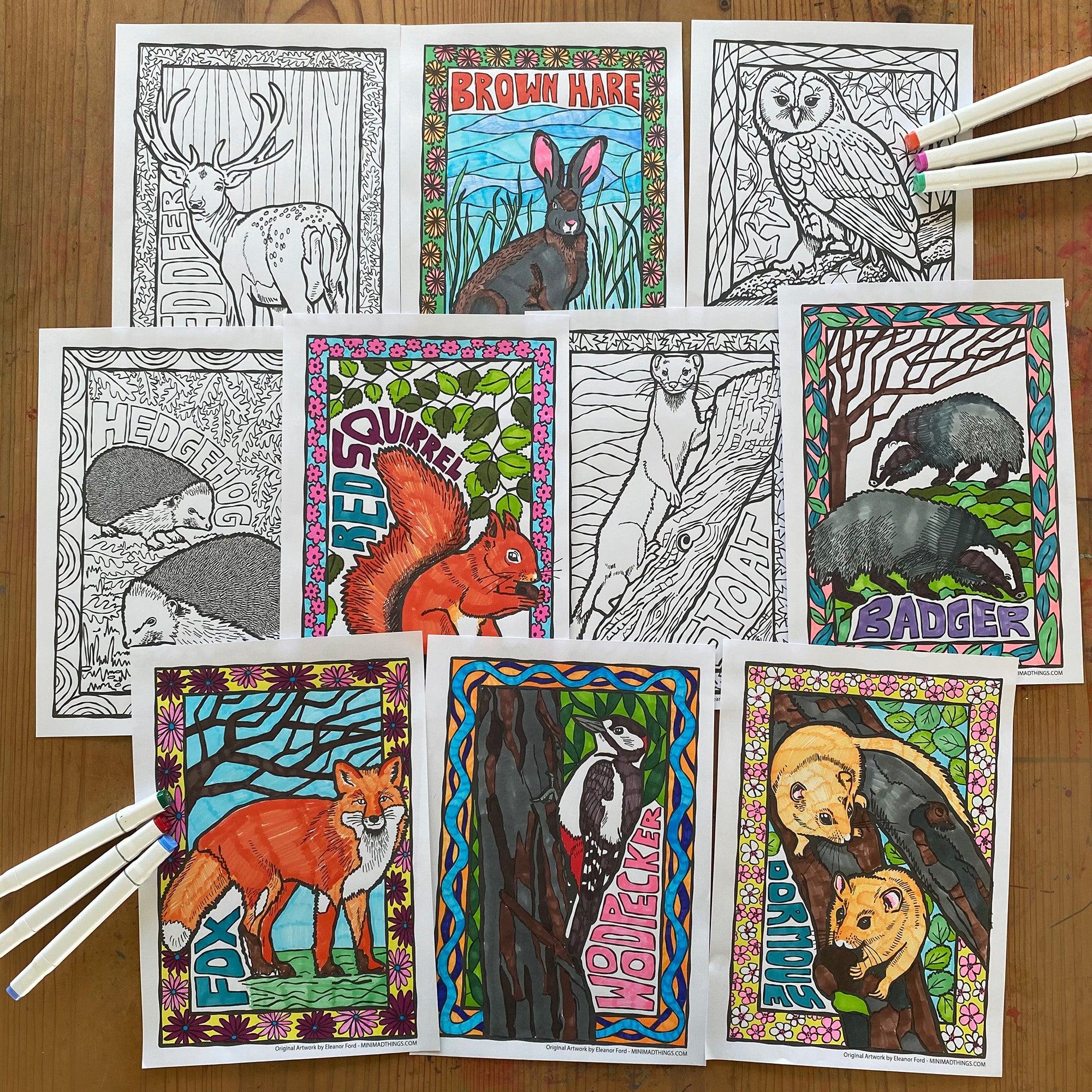 European Woodland Animals- Colouring in sheets