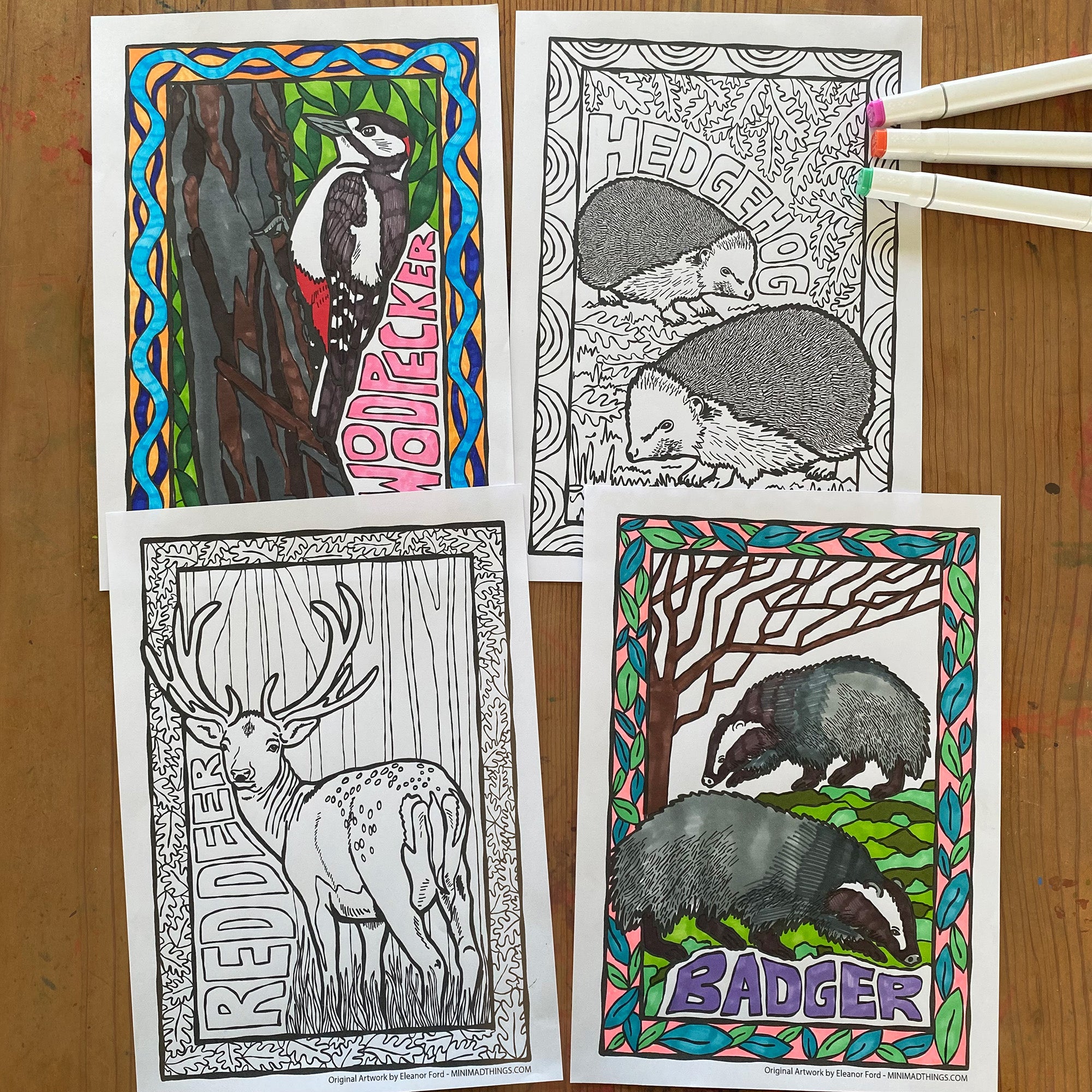 European Woodland Animals- Colouring in sheets