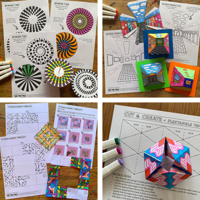STEM bundle - Optical illusion & paper craft printable templates