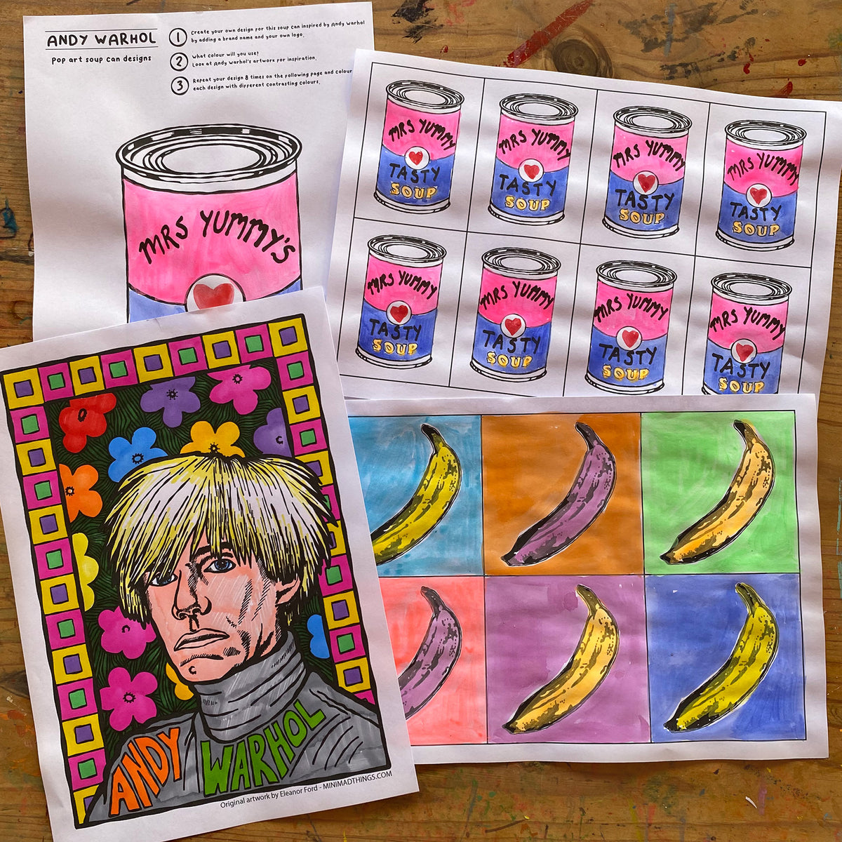Andy Warhol - Printable activity sheets - Mini Mad Things